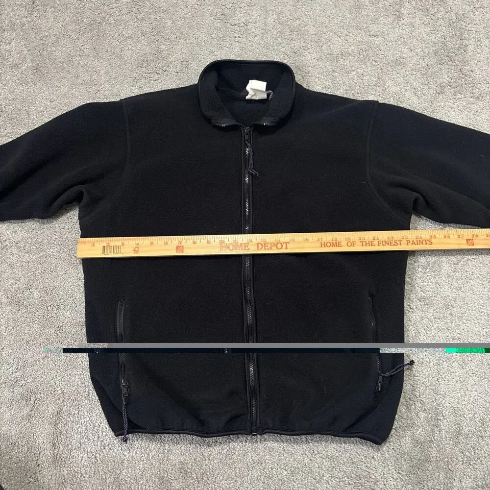 Vintage REI Jacket Mens Large Black Fleece FUll ZIp Pockets Outdoor Casual